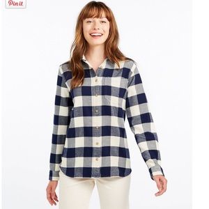 Women's L.L.Bean Organic Flannel Shirt, Plaid Blue